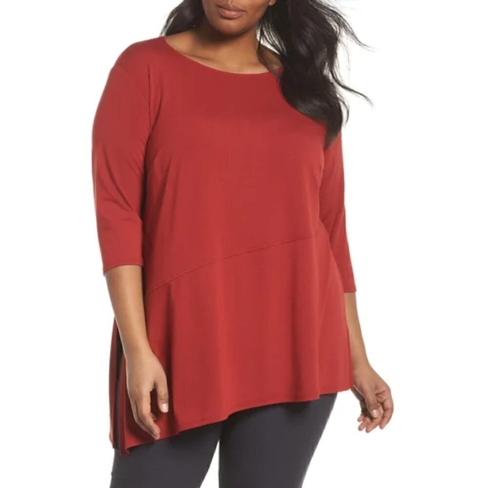 Eileen Fisher Top Sz 2X Asymmetrical Jersey Asymmetric